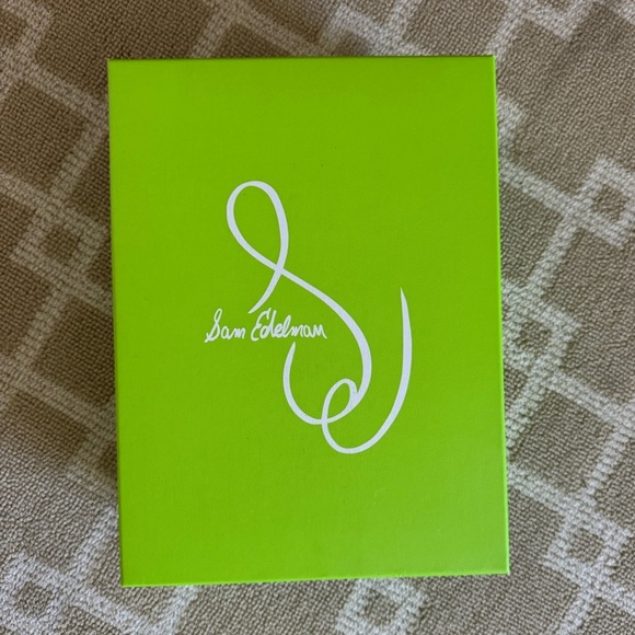 NIB Sam Edelman Kitten Heel Sandals Silver Glitter Ankle Strap Holiday Shoes 9.5 - Picture 9 of 12